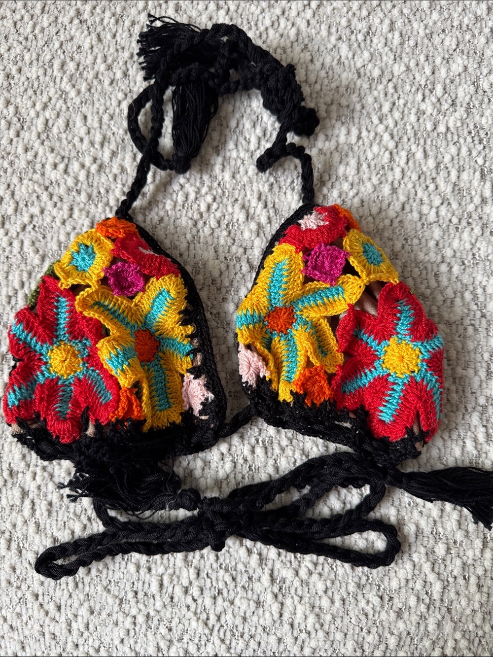 Anna Kosturova Crochet Bikini Set Floral Tie Side Boho Resort Swim Handmade - Picture 11 of 11